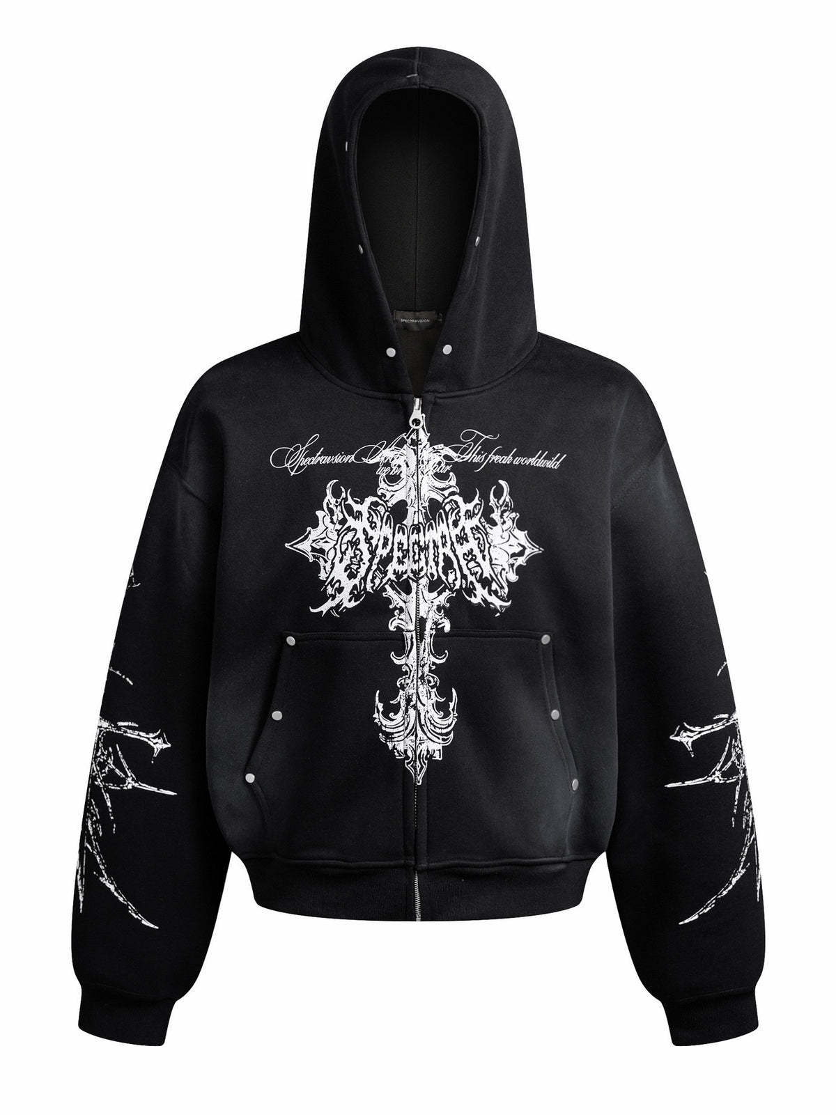 'DecayRuin' Wasteland Stained Distressed Cross Studded Hoodie