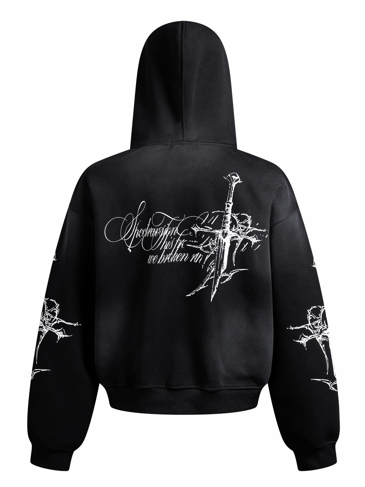 'DecayRuin' Wasteland Stained Distressed Cross Studded Hoodie