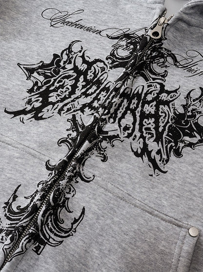 'DecayRuin' Wasteland Stained Distressed Cross Studded Hoodie
