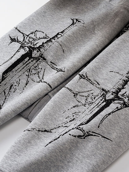 'DecayRuin' Wasteland Stained Distressed Cross Studded Hoodie