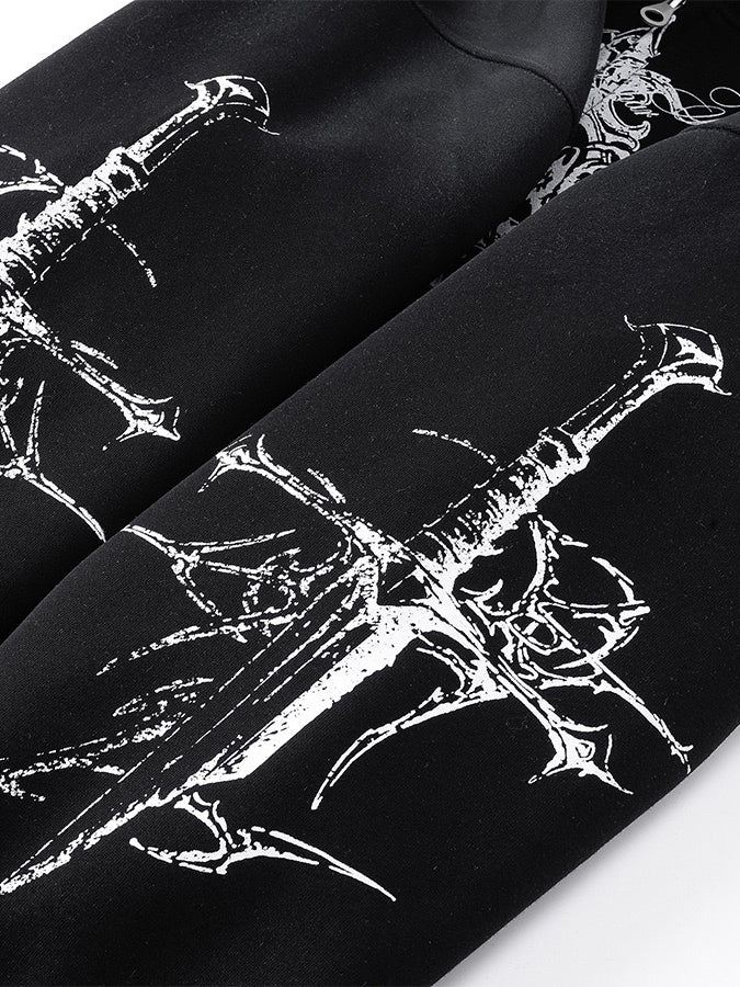 'DecayRuin' Wasteland Stained Distressed Cross Studded Hoodie