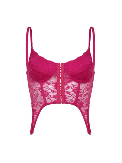 'DragonFruit' Pink Lace Suspender Cami Top AlielNosirrah