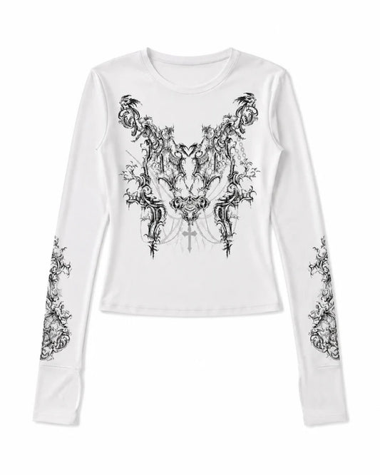 'Ink' Punk Graphic Print Long Sleeve Top