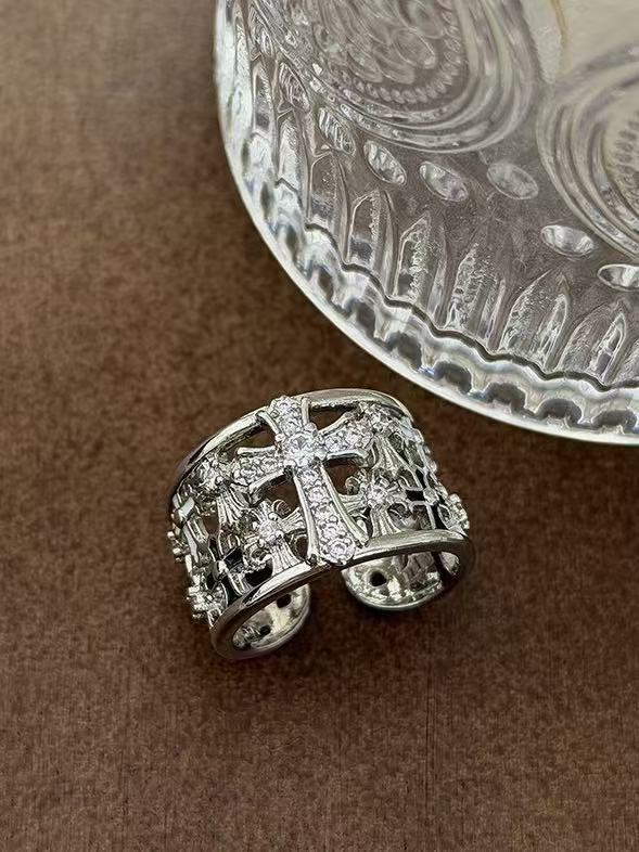 'Celestial Cross' Punk Silver Cross Zircon Ring AlielNosirrah