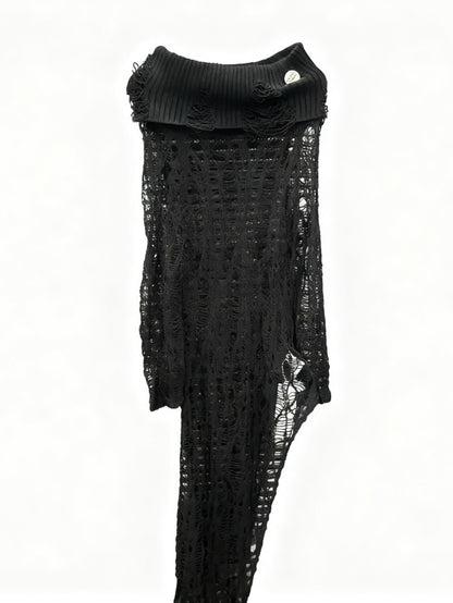 'Bare Charm' Off-Shoulder Irregular Design Knit Skirt AlielNosirrah