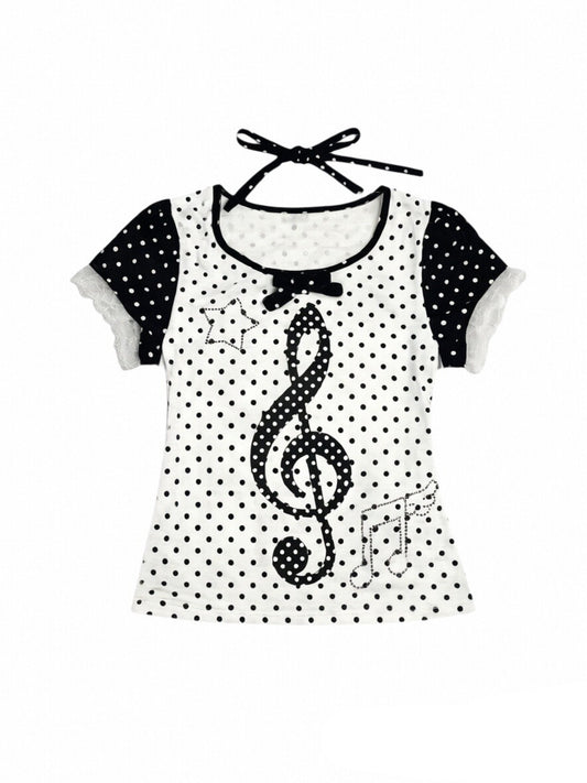 'Dot & Tune' Y2k Melody Polka Dot Summer Tee (Copy) AlielNosirrah