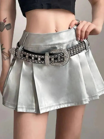 'Scale' Future Silver Metallic Pleated Skirt AlielNosirrah