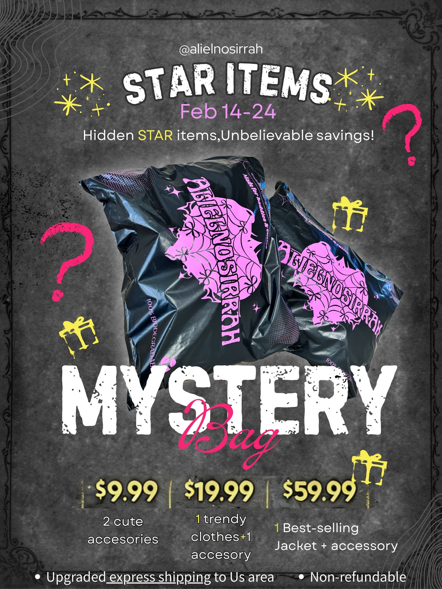 Alielnosirrah Shop Mystery Bag--Most Valuable Deals Of Year! AlielNosirrah