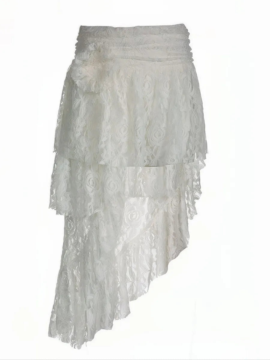 'Pure Soul' Irregular Coquette Romantic Midi Skirt AlielNosirrah