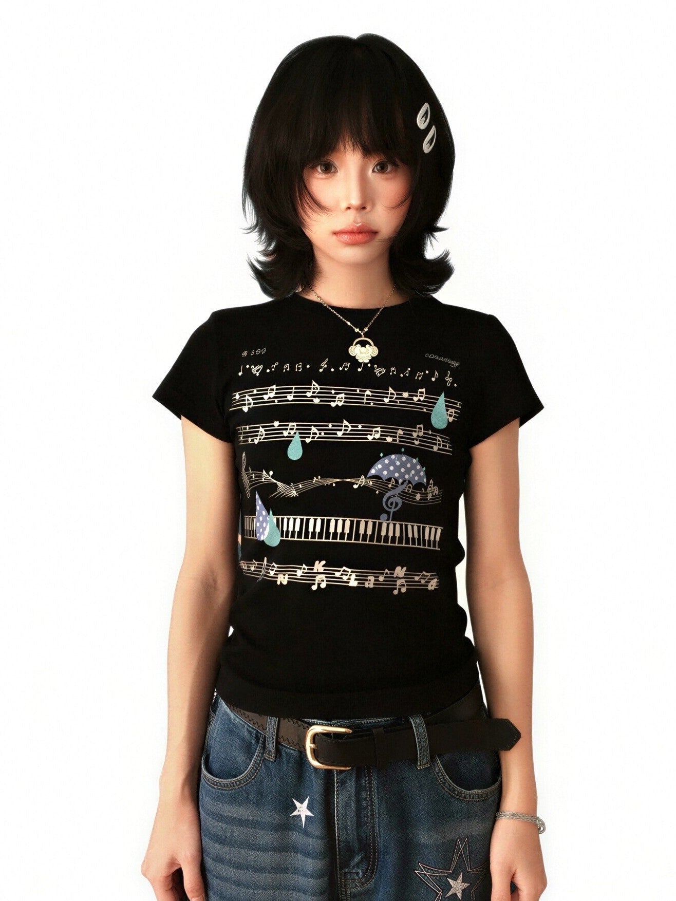 'Tune Dream' Cute Music Note Print Short Sleeve T-Shirt (Copy) AlielNosirrah