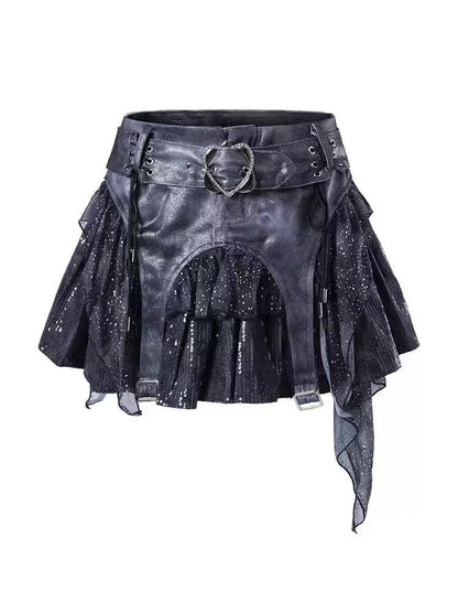'Flashpoint' Asymmetrical Sequin Patchwork Mini Skirt