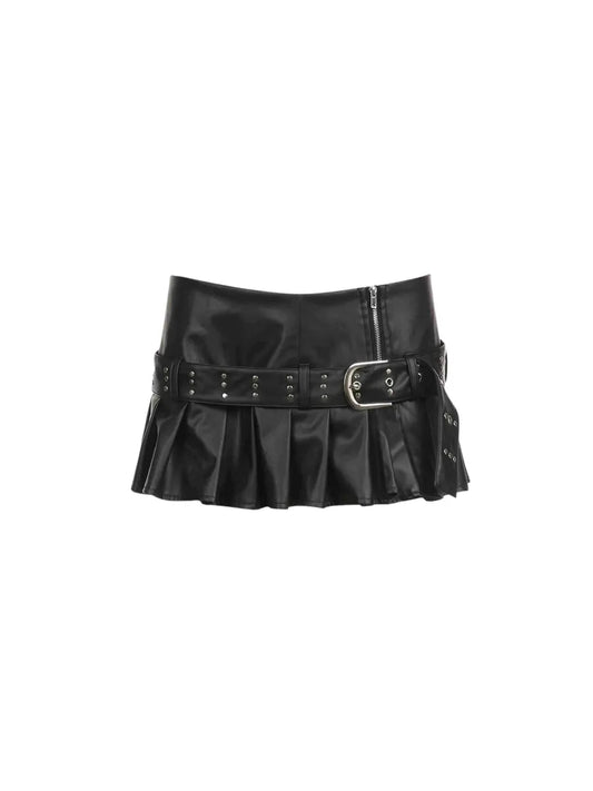 'Time's Up' Punk Midi Leather Buckle Skirt AlielNosirrah
