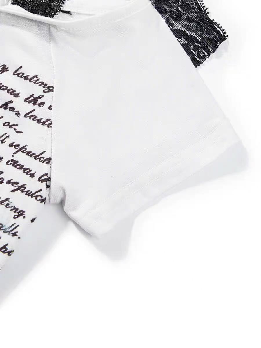 'Millennium Ghost' Y2K Alt Skull Print Lace Tie Short Sleeve T-Shirt