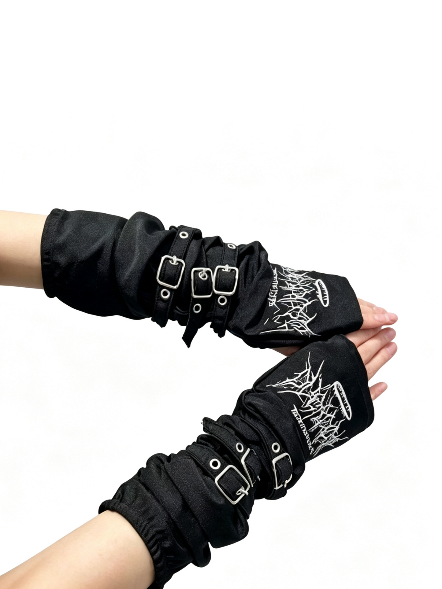 'Decay' Y2K Wasteland Harajuku Embroidered Buckle Gloves