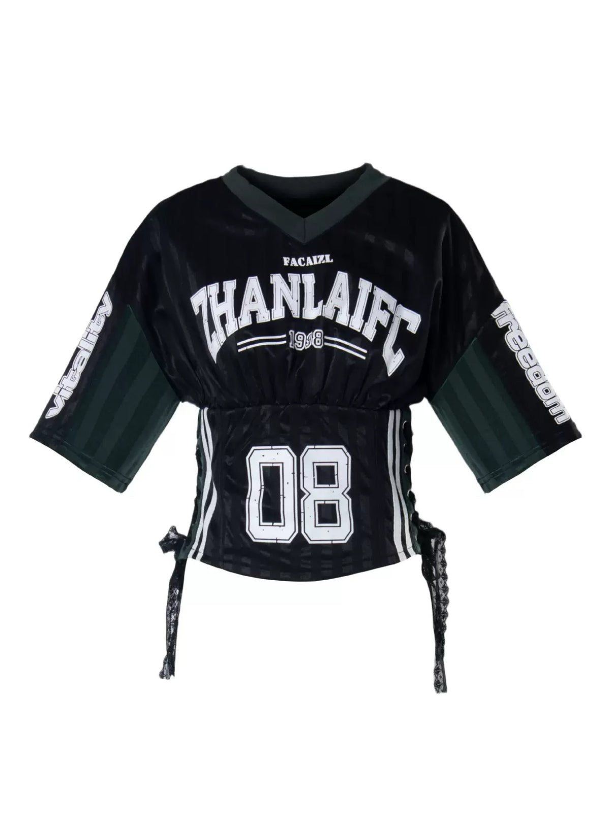'Kickoff' Y2K V-Neck Cropped Football Jersey Top