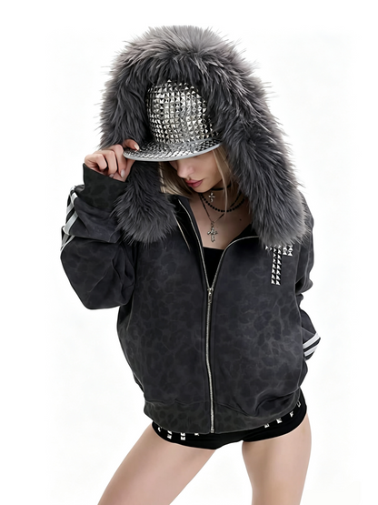 'Wild Dreams' Retro Wild Cross Rhinestone Detachable Faux Fur Collar