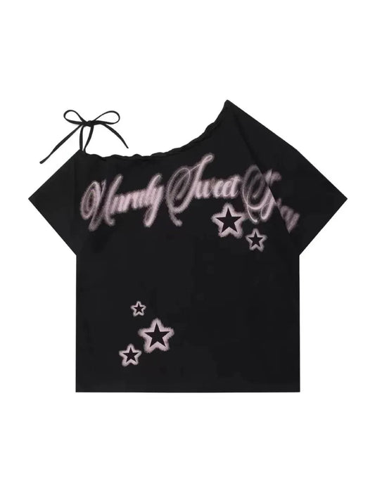 'Daniela' Star Pattern Oversized Off Shoulder Shirts AlielNosirrah