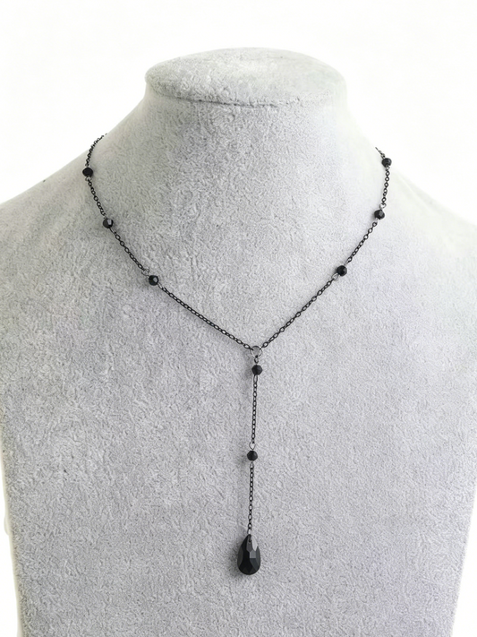 'Black Tear' Black Teardrop Pendant Necklace AlielNosirrah