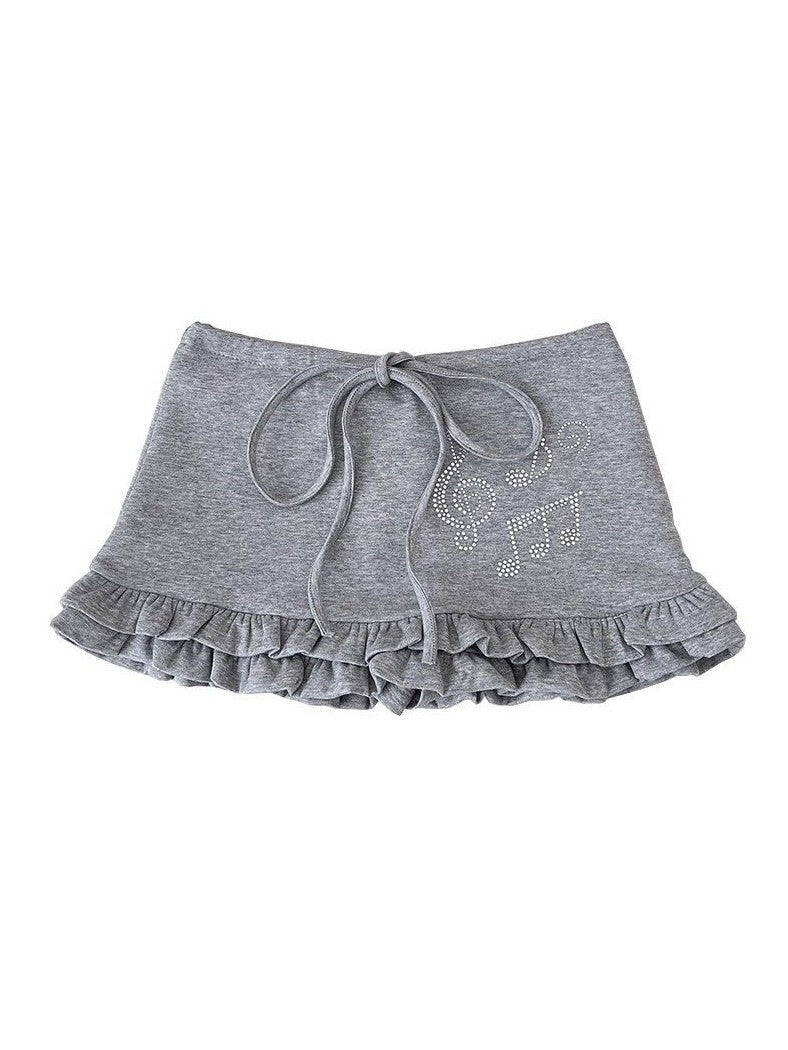 'Dreamy Tune' Rhinestone Music Note Ruffle Skirt AlielNosirrah