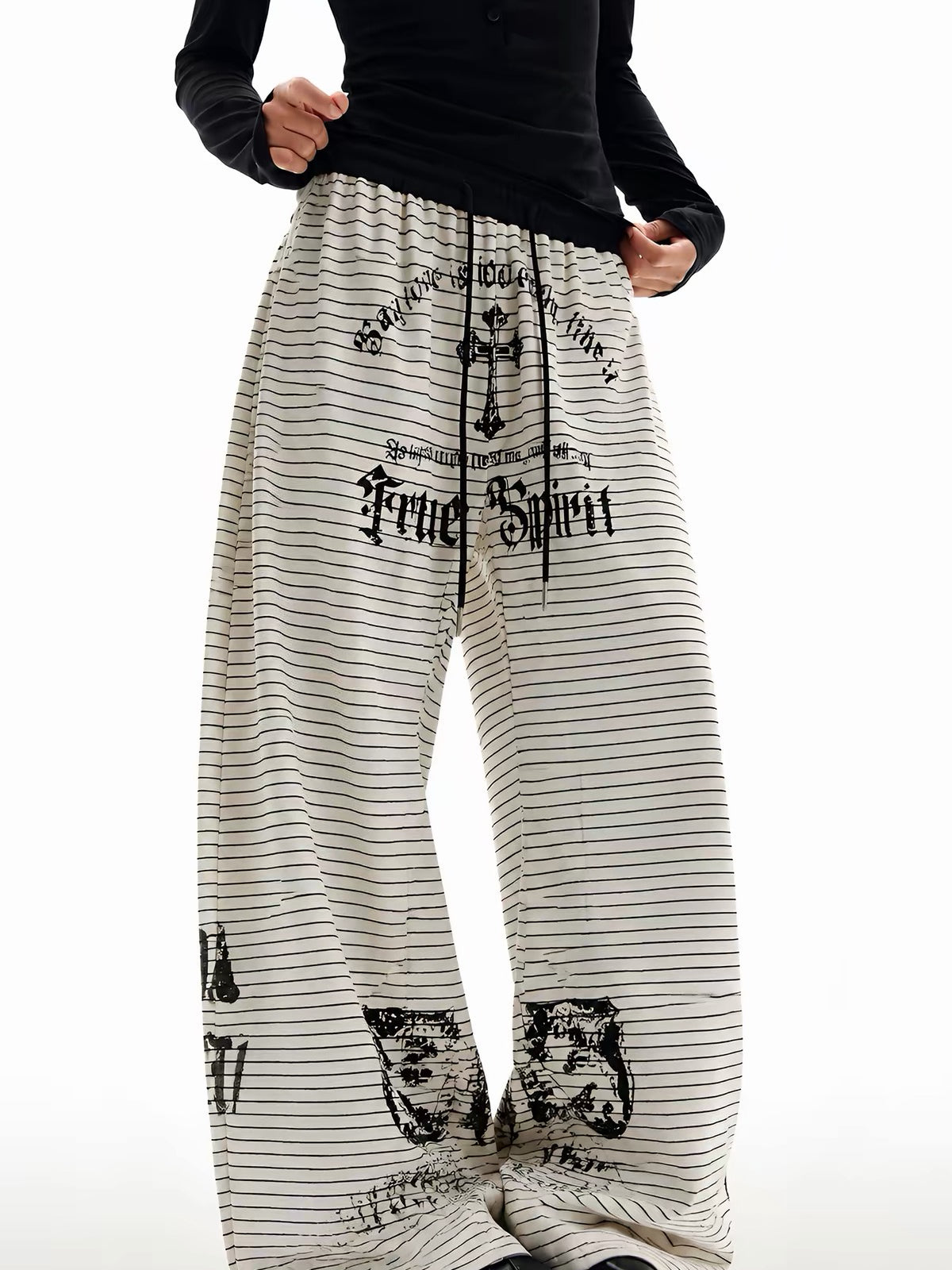 'Downtown Stripe' Grunge  Retro Striped Wide Leg Pants