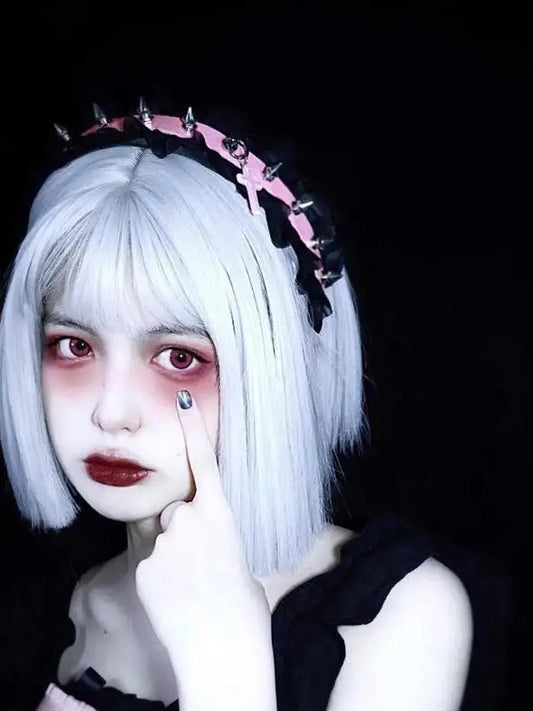 [Brenda] Ruffled E-girl Rivet Headband AlielNosirrah