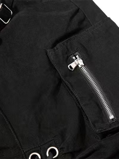 'Hype Tie' High Street Strap Design Wide Leg Cargo Capri Pants