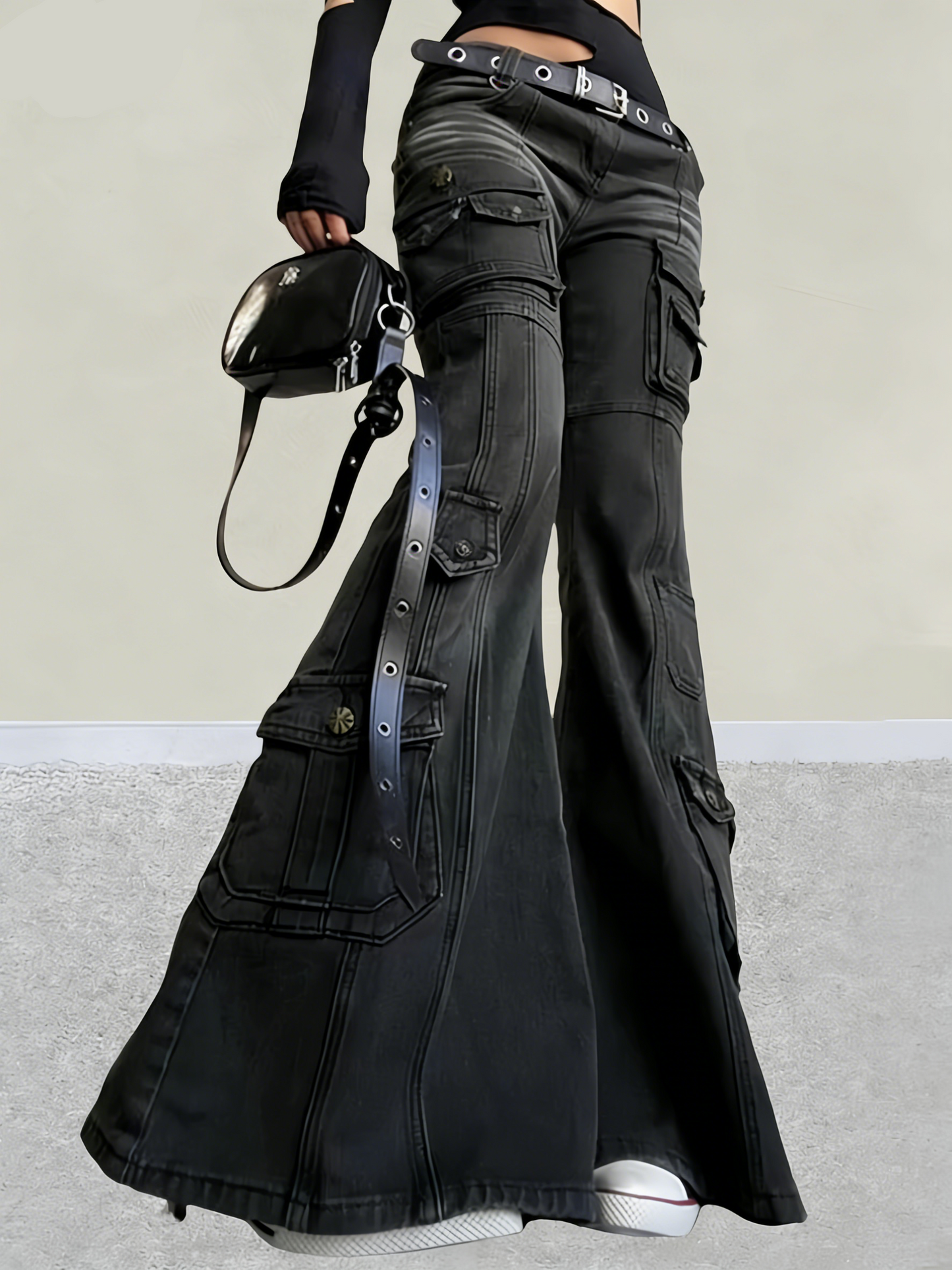 'Omnix' Multi-Pocket Y2K Flared Denim Jeans (Copy) AlielNosirrah