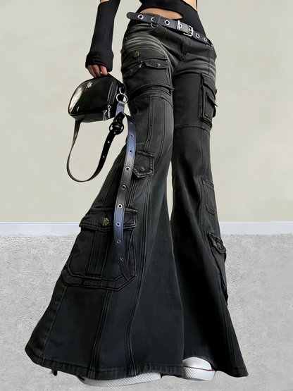 'Omnix' Multi-Pocket Y2K Flared Denim Jeans (Copy) AlielNosirrah
