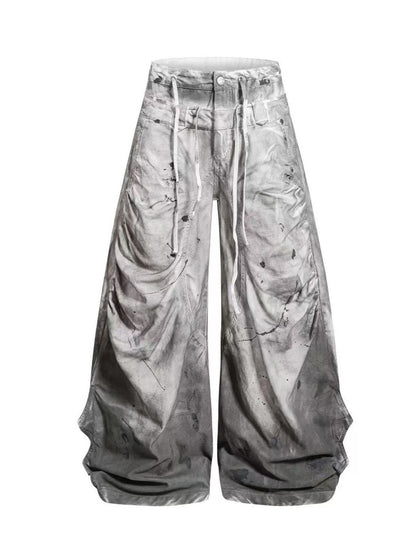 'SplashFade' Retro Gradient Splash Wash Heavy Denim Trousers