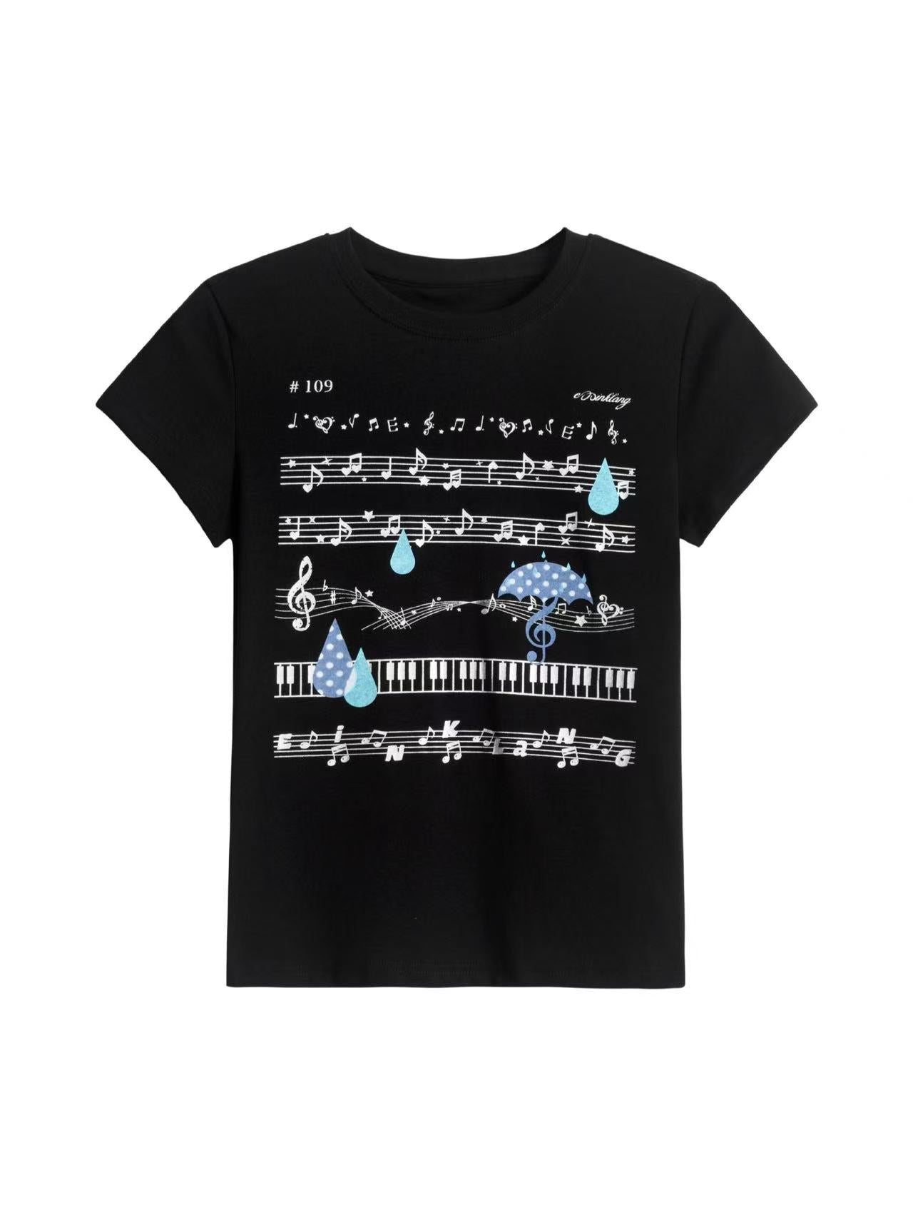 'Tune Dream' Cute Music Note Print Short Sleeve T-Shirt (Copy) AlielNosirrah