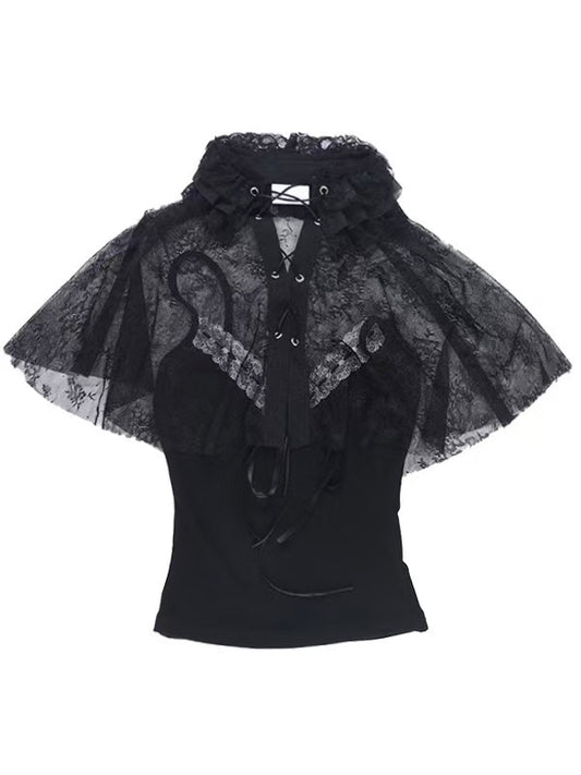 'Gloom Cloak' Dark Gothic Lace Cape Cami Set (Copy) AlielNosirrah