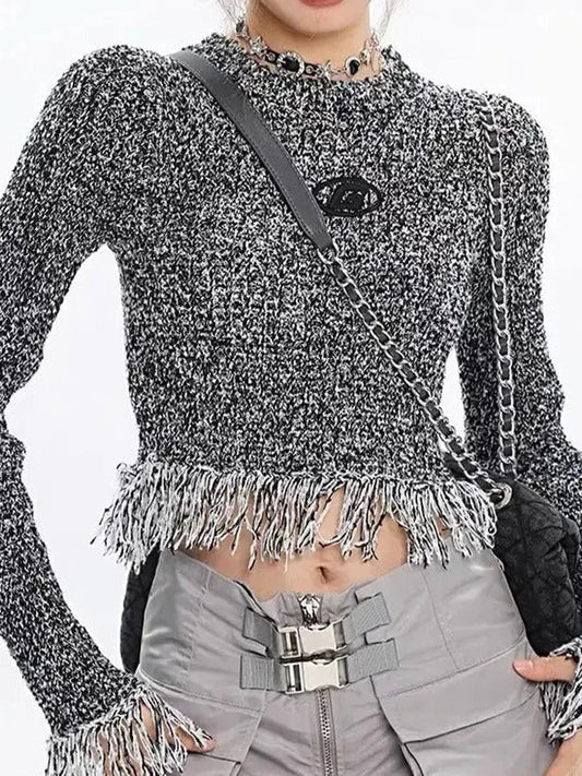 'Meteorite' Grunge Knitted Tassel Sweater Top AlielNosirrah