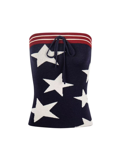 'Disco Star' Star Patchwork Knitted Striped Tube Top AlielNosirrah