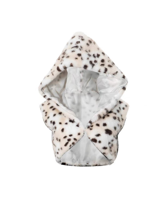 ’Roar' Y2k Snow Leopard Fluffy Hooded Vest AlielNosirrah