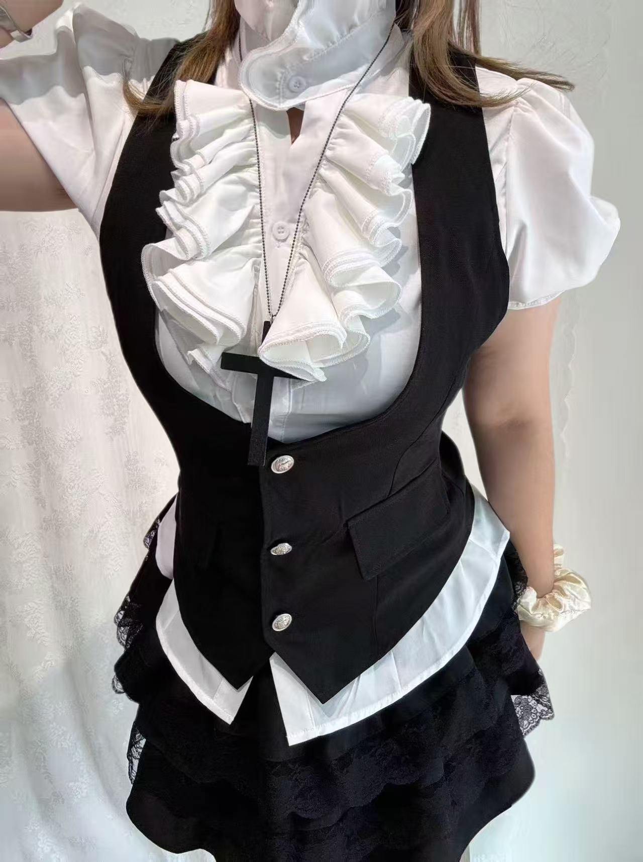 ’Scholar Chic'Vintage-Style Shirt, Vest & Mini Skirt Three-Piece Set AlielNosirrah