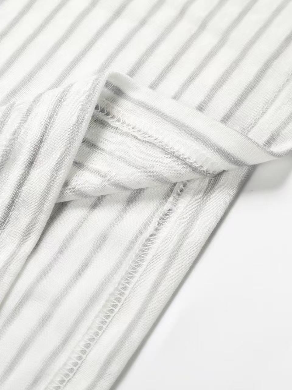 'Old Striped' Y2K Striped Print Slim Fit Hooded Long Sleeve T-Shirt