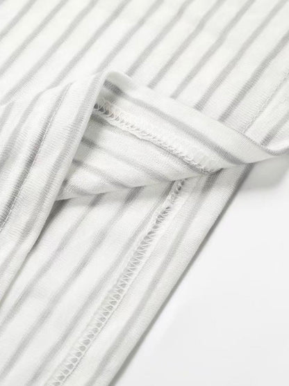 'Old Striped' Y2K Striped Print Slim Fit Hooded Long Sleeve T-Shirt