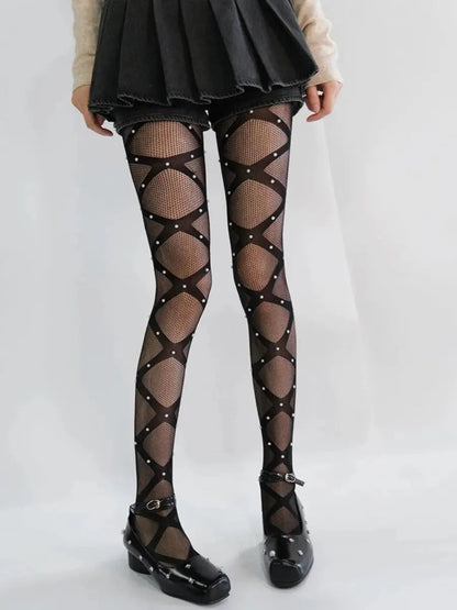 ‘Scars' Dark Punk  Lace Up Tights AlielNosirrah