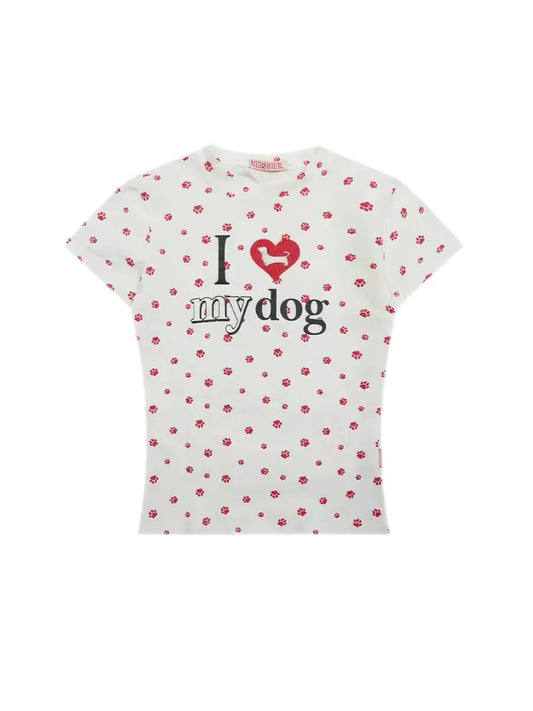 'Jennet's dog' Y2k Kawaii Paw Pattern Shirts AlielNosirrah