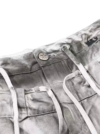 'SplashFade' Retro Gradient Splash Wash Heavy Denim Trousers