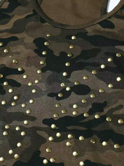 ‘Bullet Kiss’ Vintage Camo Studded Tank Top (Copy) AlielNosirrah