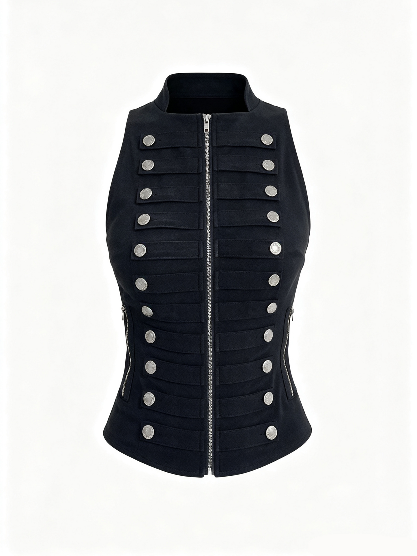 'Double Clasp' Punk‑Style Double‑Breasted Sleeveless Vest