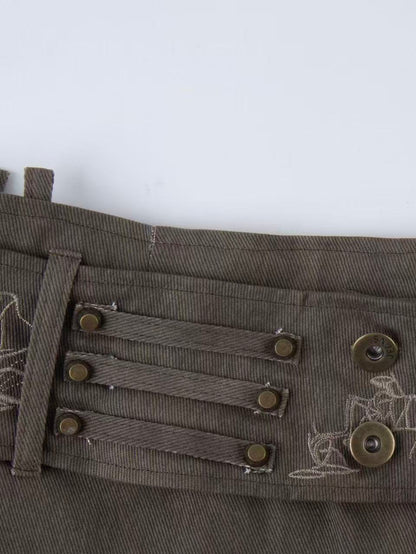 'Bullet Bloom' Metal Studded Embroidered Skort