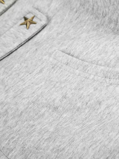 'Star Relic' Retro Distressed Star‑Shaped Buckles Camouflage Hooded