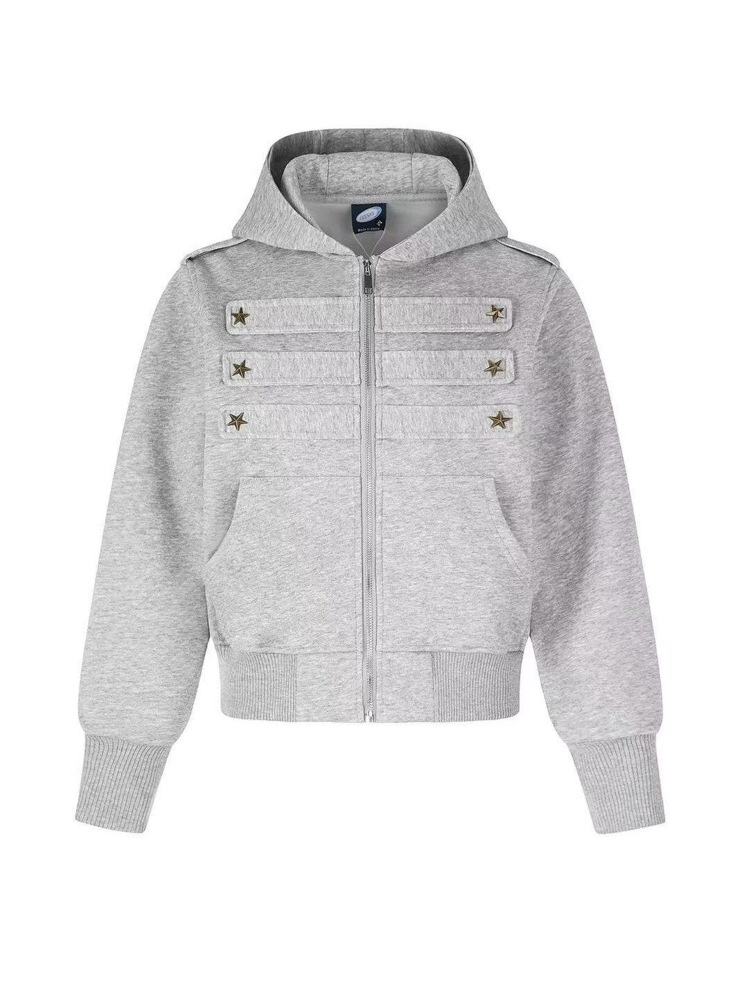 'Star Relic' Retro Distressed Star‑Shaped Buckles Camouflage Hooded