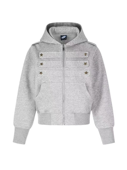 'Star Relic' Retro Distressed Star‑Shaped Buckles Camouflage Hooded