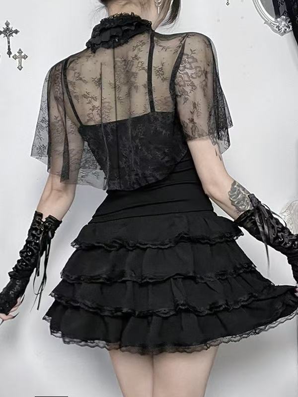 'Gloom Cloak' Dark Gothic Lace Cape Cami Set (Copy) AlielNosirrah