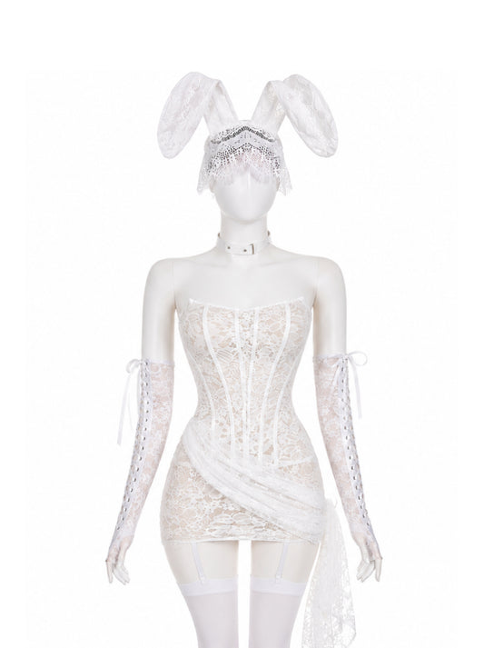'Dream Rabbit' White Lace Corset Rabbit Costume Sets