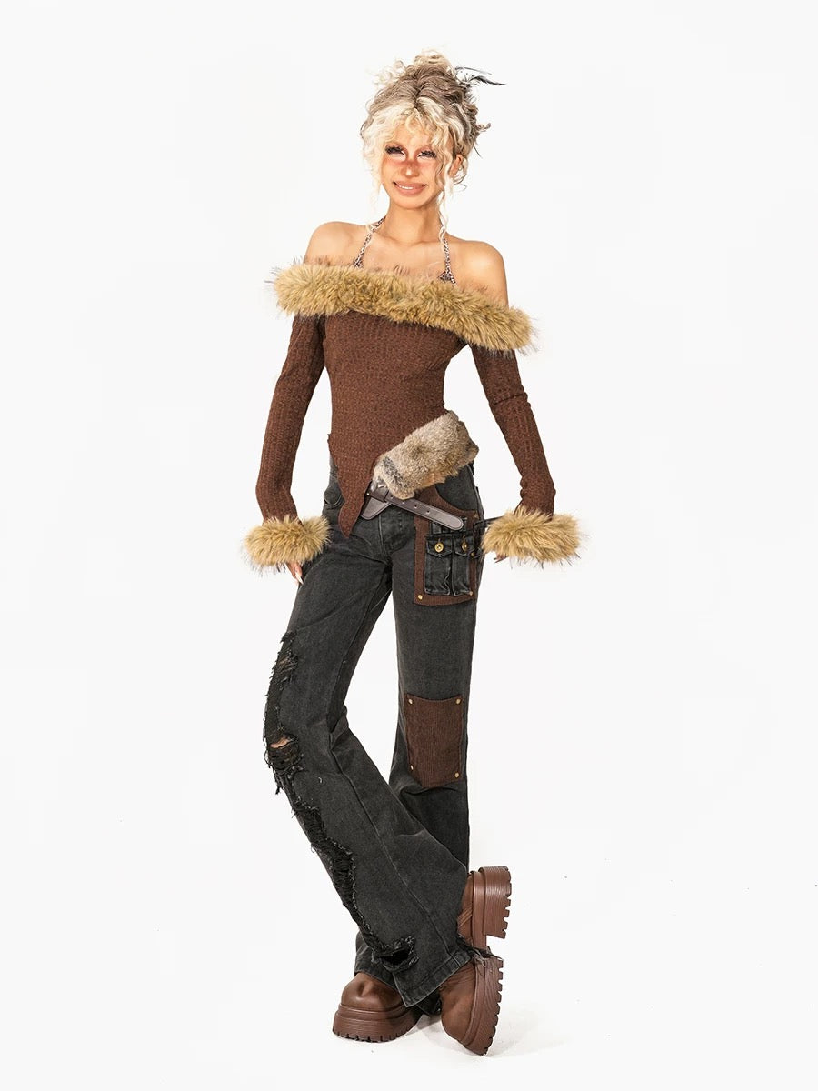 ’ Butterfly Echo' Fairy Grunge Butterfly Ripped Tie Up Shirts AlielNosirrah