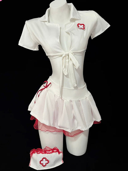 'Private Care' Halloween Sexy Crop Top Skirt Nurse Costume AlielNosirrah